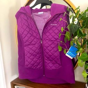 Hooded Columbia Fleece Quilted Vest